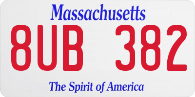 MA license plate 8UB382