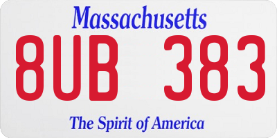 MA license plate 8UB383