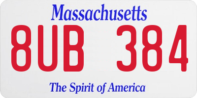 MA license plate 8UB384