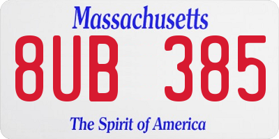 MA license plate 8UB385