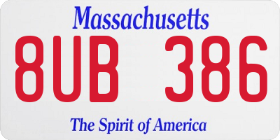 MA license plate 8UB386