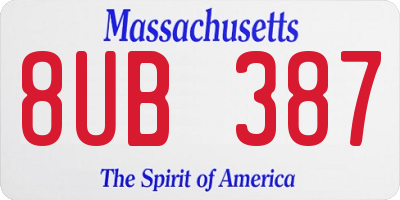 MA license plate 8UB387