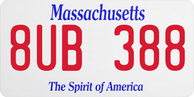 MA license plate 8UB388
