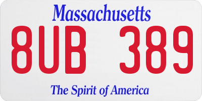 MA license plate 8UB389