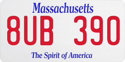 MA license plate 8UB390