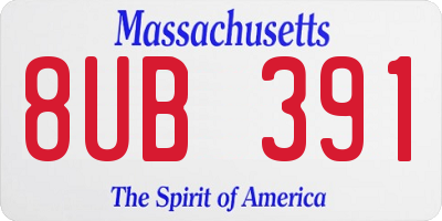 MA license plate 8UB391
