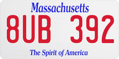 MA license plate 8UB392
