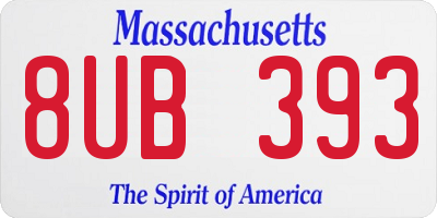 MA license plate 8UB393