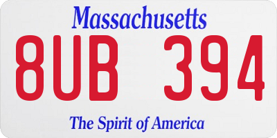 MA license plate 8UB394