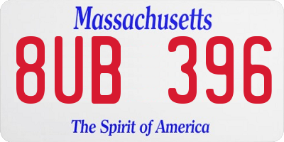 MA license plate 8UB396