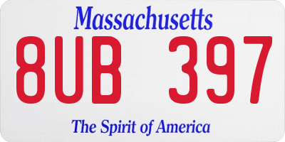MA license plate 8UB397