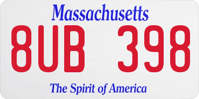 MA license plate 8UB398