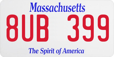 MA license plate 8UB399