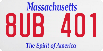 MA license plate 8UB401