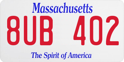 MA license plate 8UB402