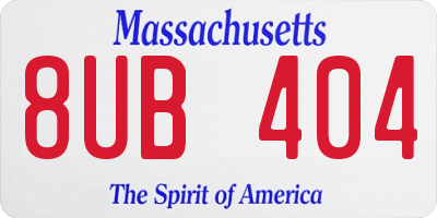 MA license plate 8UB404