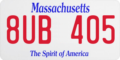 MA license plate 8UB405