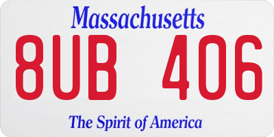 MA license plate 8UB406