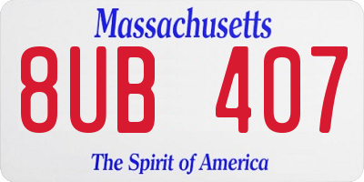 MA license plate 8UB407