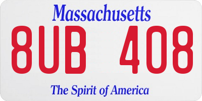 MA license plate 8UB408