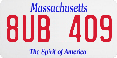 MA license plate 8UB409