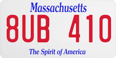 MA license plate 8UB410