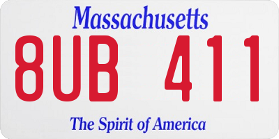 MA license plate 8UB411