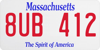 MA license plate 8UB412