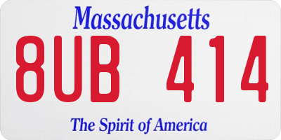 MA license plate 8UB414
