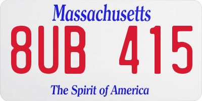 MA license plate 8UB415