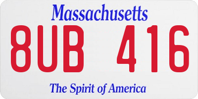 MA license plate 8UB416