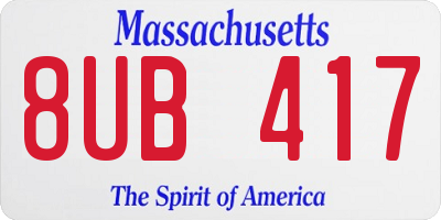 MA license plate 8UB417
