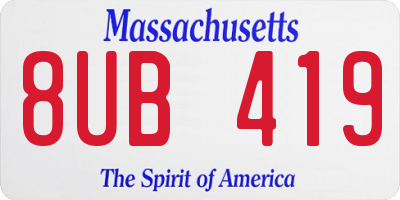 MA license plate 8UB419