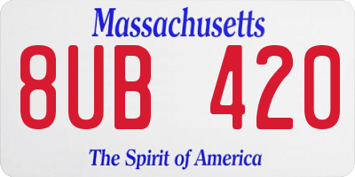 MA license plate 8UB420