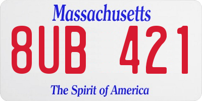 MA license plate 8UB421