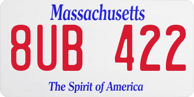 MA license plate 8UB422
