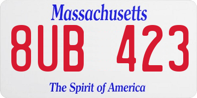 MA license plate 8UB423