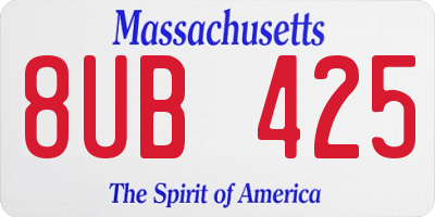 MA license plate 8UB425