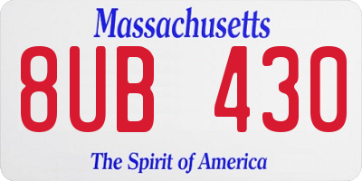 MA license plate 8UB430