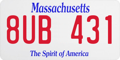 MA license plate 8UB431