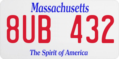 MA license plate 8UB432