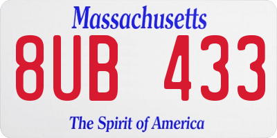MA license plate 8UB433