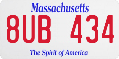 MA license plate 8UB434