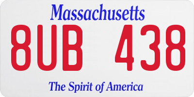 MA license plate 8UB438