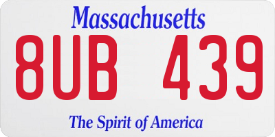 MA license plate 8UB439