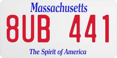 MA license plate 8UB441