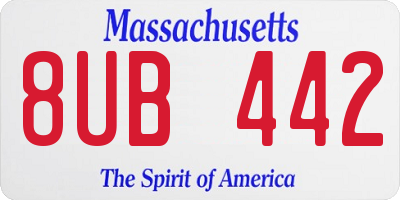 MA license plate 8UB442