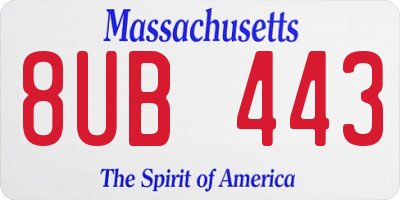 MA license plate 8UB443