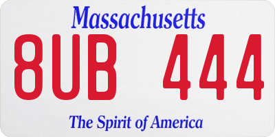 MA license plate 8UB444
