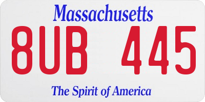 MA license plate 8UB445